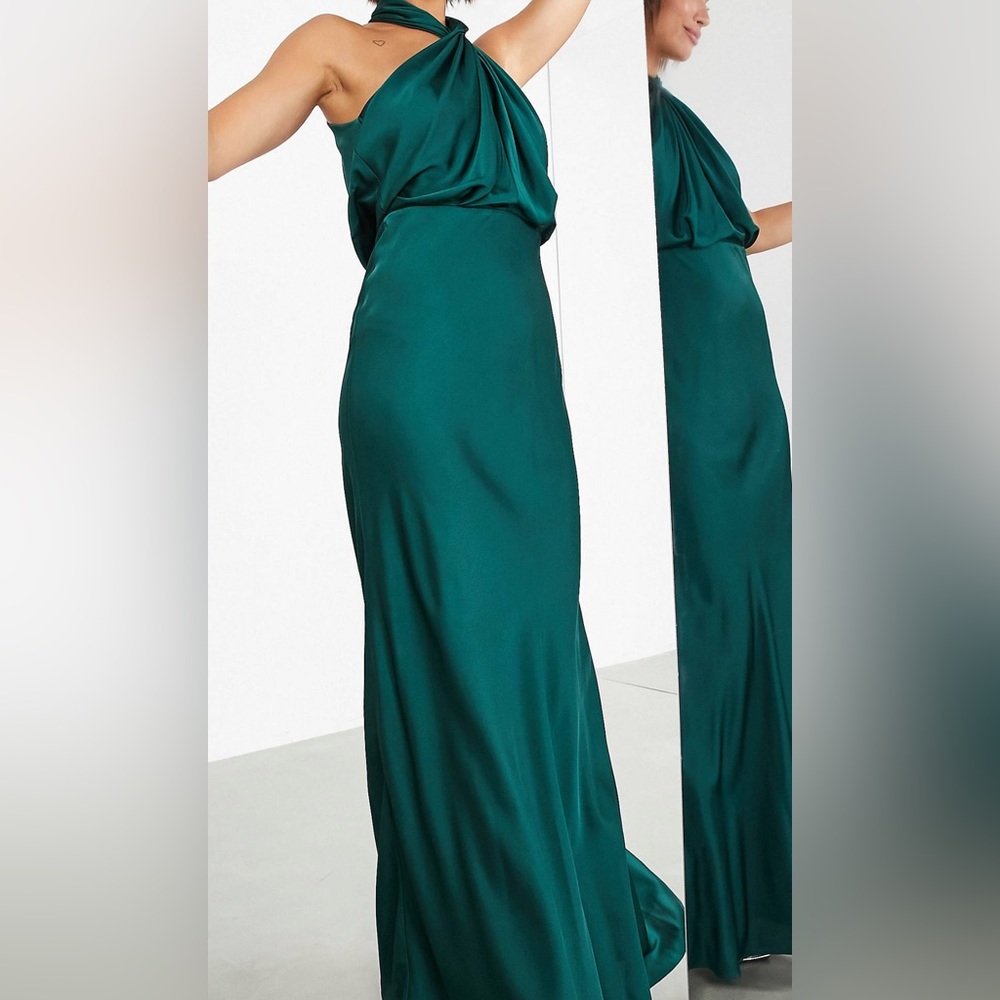 ASOS green halter long dress size 12